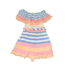 Mara Hoffman Swim Wheatfield Off Shoulder Romper Womens Size S Multicolor Stripe